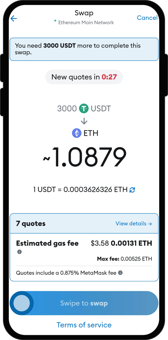 Troque as suas USDT por DiversiFi