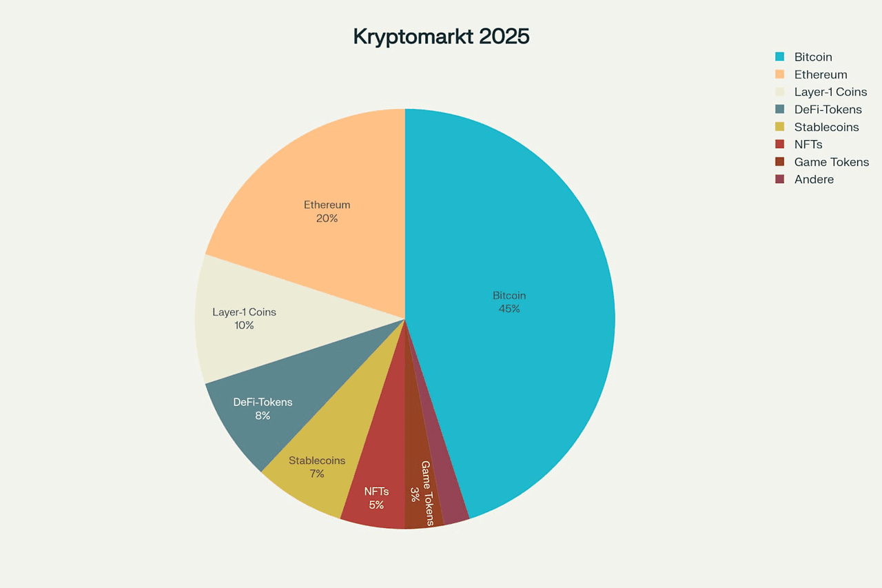 Рыночная капитализация на крипторынке 2025 года: распределение по монетам и типам токенов