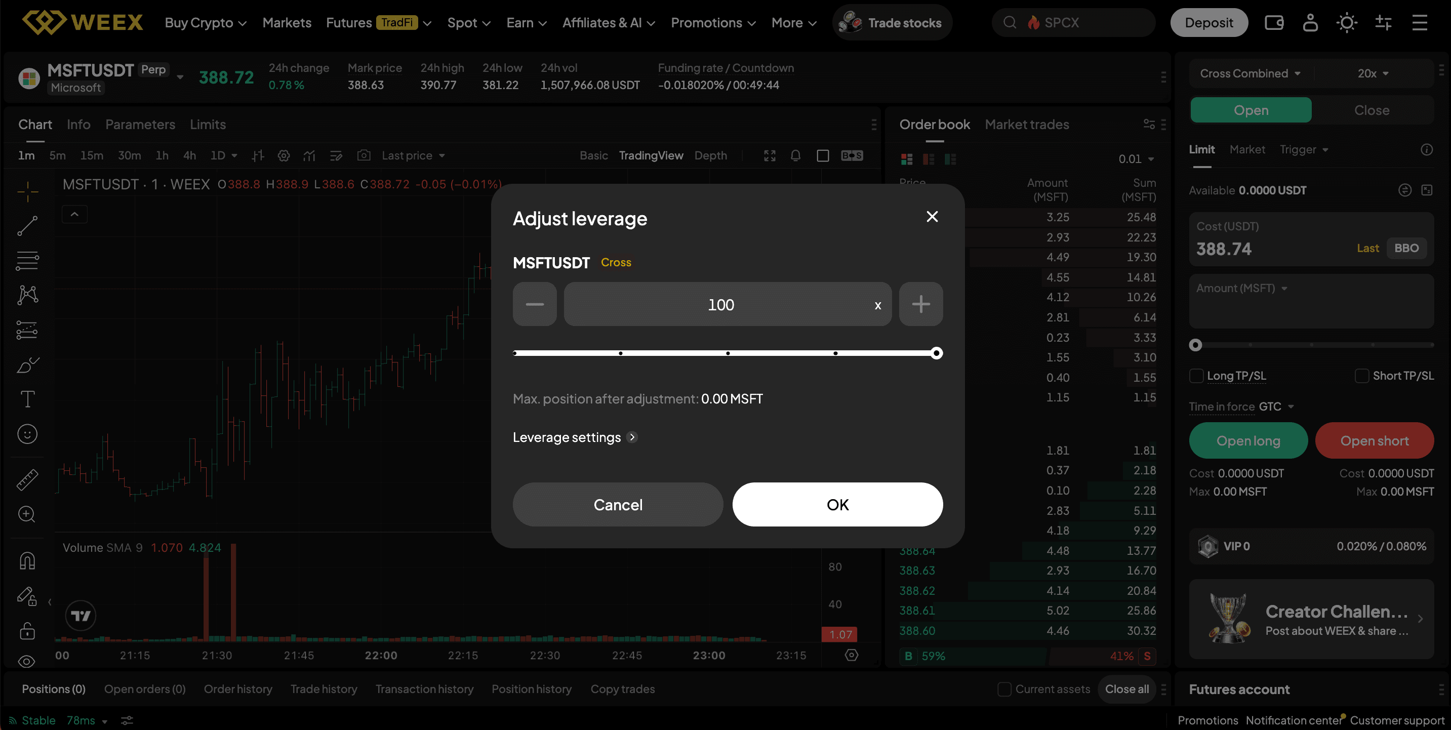 Как купить акции MSFT на WEEX