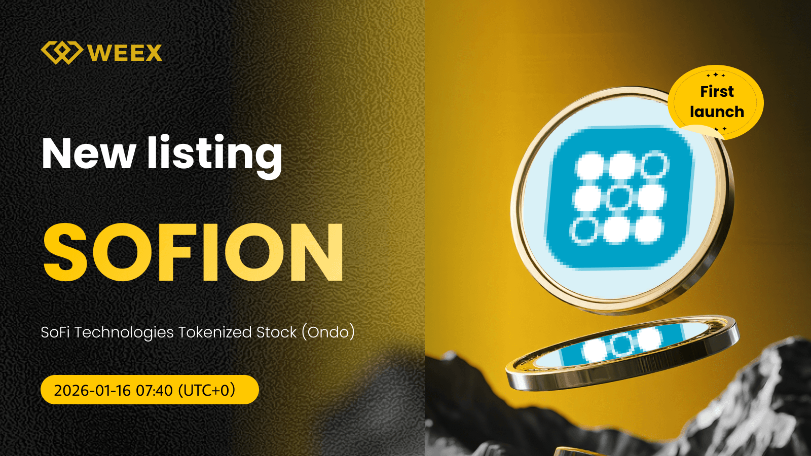 Токенизированные акции SoFi Technologies (Ondo) (SOFION) теперь доступны на WEEX Spot