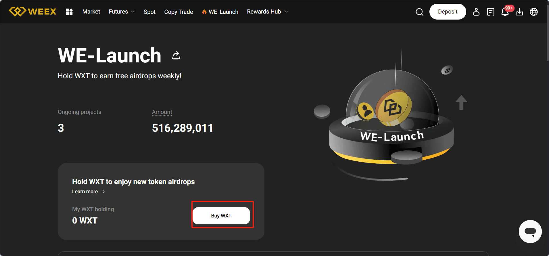 WEEX We-Launch: Купить WXT