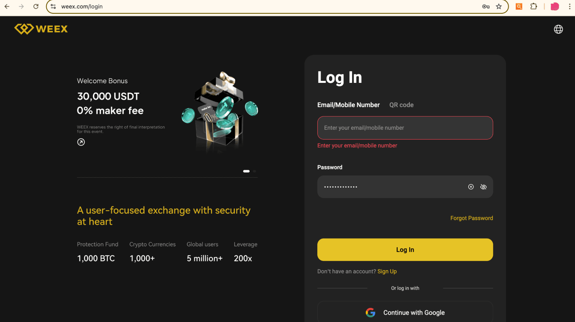 نحوه بازنشانی رمز عبور یا بازیابی حساب در WEEX