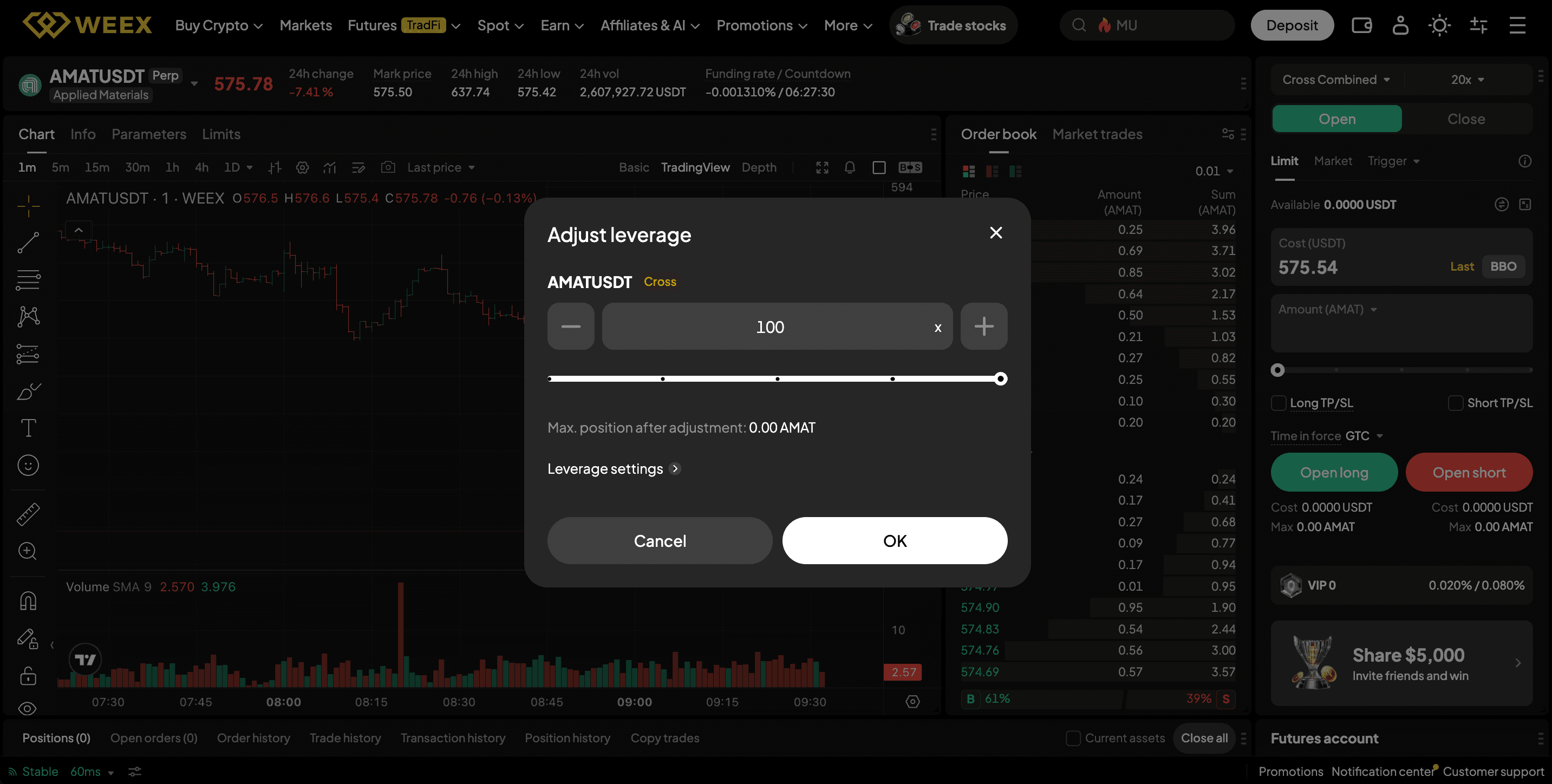 operar acciones de AMAT en WEEX TradFi